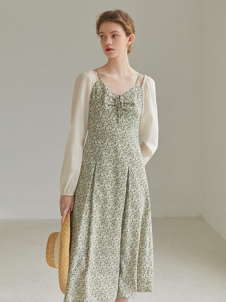 Stylish Work Outfits, Outfit Summer Ideas Cottagecore Shirt Sleeve Floral Midi Dress