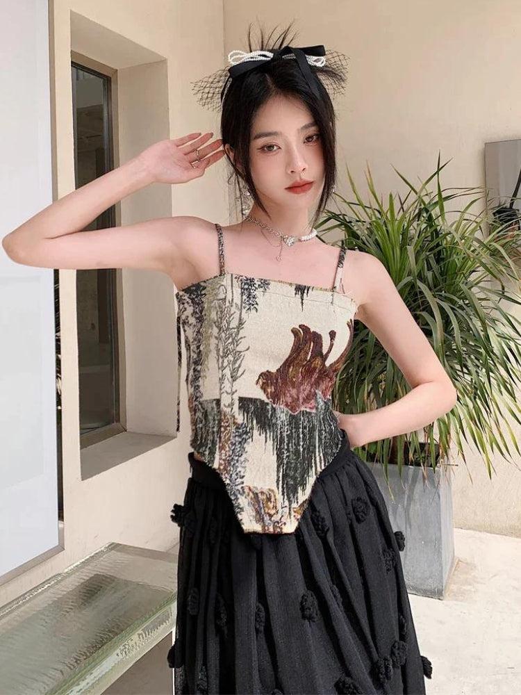 Stylish Work Outfits, Outfit Summer Ideas Cottagecore Zip-Up Corset Top