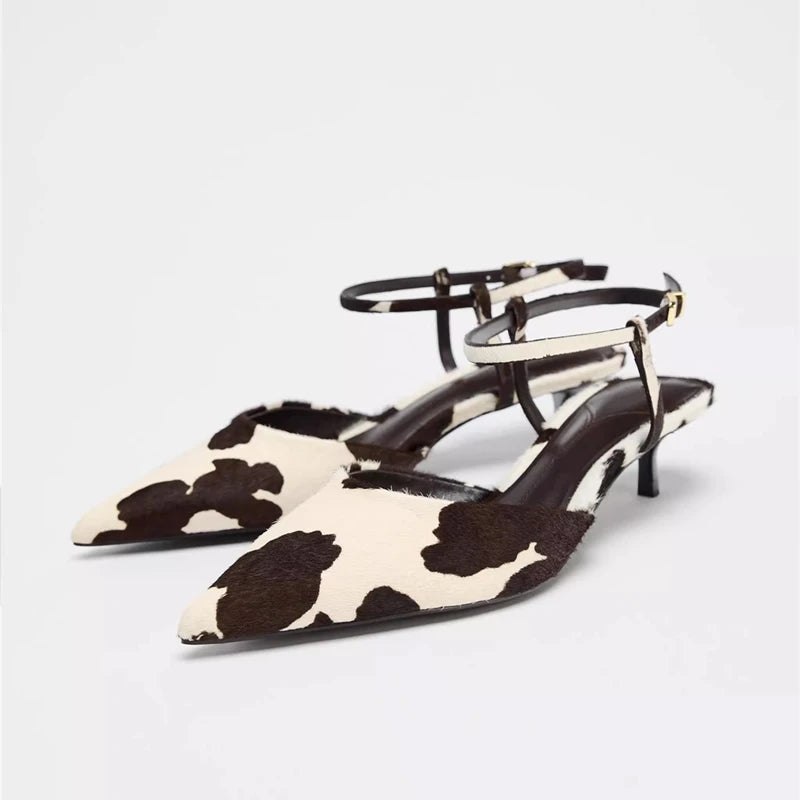 Stylish Work Outfits, Outfit Summer Ideas Cow Print Pointed-Toe Kitten Heel Stylish Work Outfits, Outfit Summer Ideas Cow Print Pointed-Toe Kitten Heel