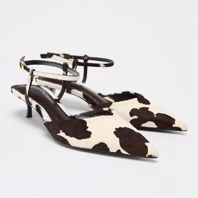 Stylish Work Outfits, Outfit Summer Ideas Cow Print Pointed-Toe Kitten Heel Stylish Work Outfits, Outfit Summer Ideas Cow Print Pointed-Toe Kitten Heel