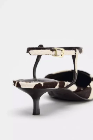 Stylish Work Outfits, Outfit Summer Ideas Cow Print Pointed-Toe Kitten Heel