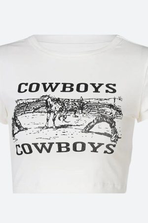 Stylish Work Outfits, Outfit Summer Ideas Cowboys Crop Tee