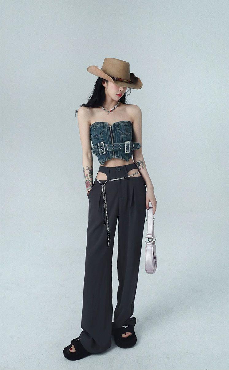 Stylish Work Outfits, Outfit Summer Ideas Cowgirl Crop Denim Tube Top