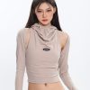 Stylish Work Outfits, Outfit Summer Ideas Cowl Collar Cut-Out Crop Top