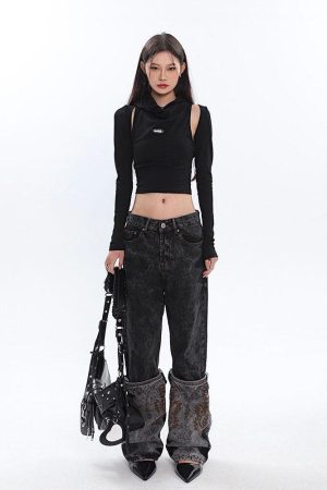 Stylish Work Outfits, Outfit Summer Ideas Cowl Collar Cut-Out Crop Top