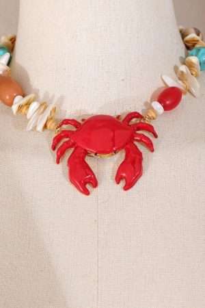 Stylish Work Outfits, Outfit Summer Ideas Crab Beaded Necklace