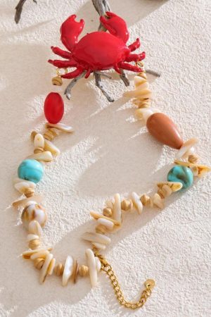 Stylish Work Outfits, Outfit Summer Ideas Crab Beaded Necklace