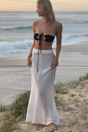 Stylish Work Outfits, Outfit Summer Ideas Crochet Beach Maxi Skirt