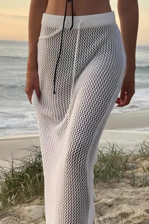 Stylish Work Outfits, Outfit Summer Ideas Crochet Beach Maxi Skirt