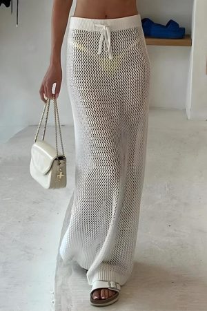Stylish Work Outfits, Outfit Summer Ideas Crochet Beach Maxi Skirt