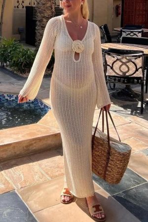 Stylish Work Outfits, Outfit Summer Ideas Crochet Maxi Dress