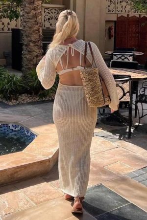 Stylish Work Outfits, Outfit Summer Ideas Crochet Maxi Dress