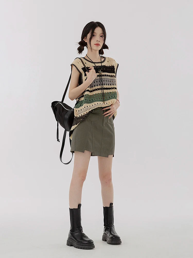 Stylish Work Outfits, Outfit Summer Ideas Crochet Sweater Vest