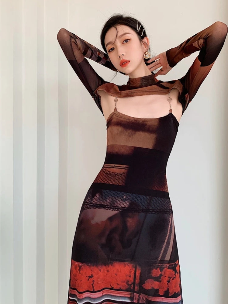 Stylish Work Outfits, Outfit Summer Ideas Crop Top & Mesh Midi Dress Two Piece Set Stylish Work Outfits, Outfit Summer Ideas Crop Top & Mesh Midi Dress Two Piece Set