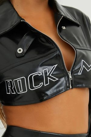 Stylish Work Outfits, Outfit Summer Ideas Cropped Biker Jacket