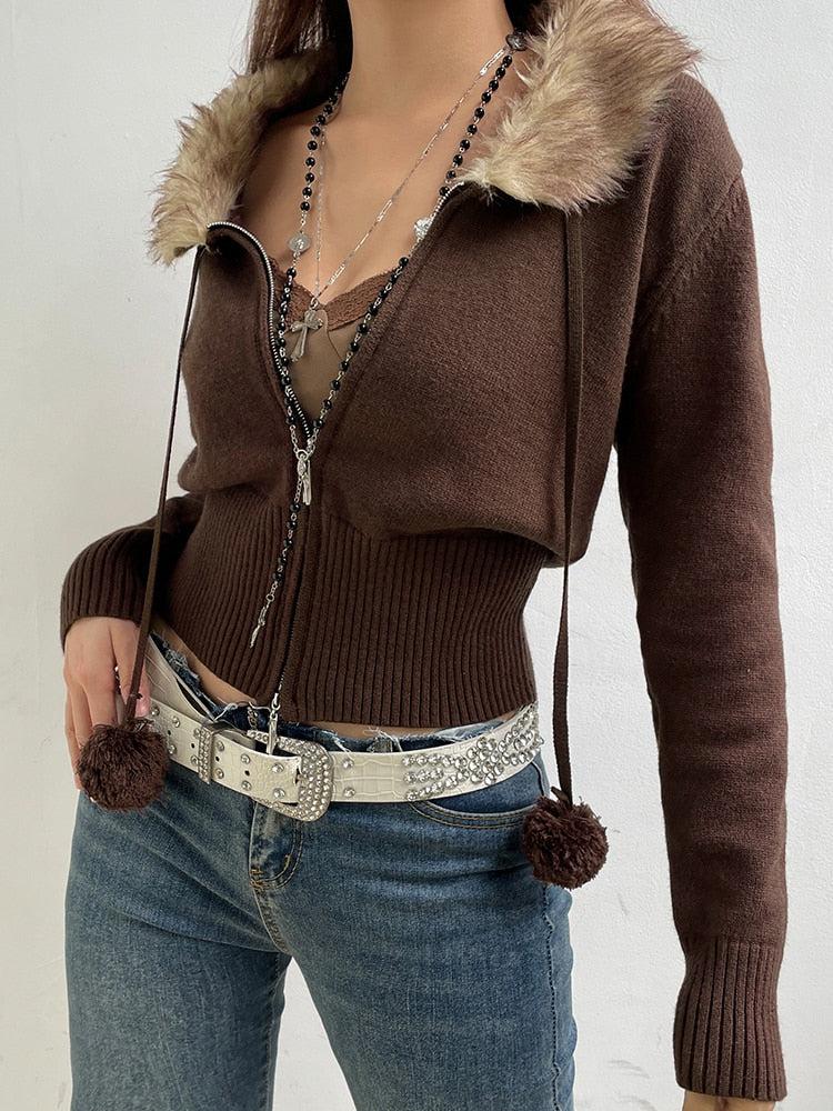 Stylish Work Outfits, Outfit Summer Ideas Cropped Design Zip-Up Cardigan
