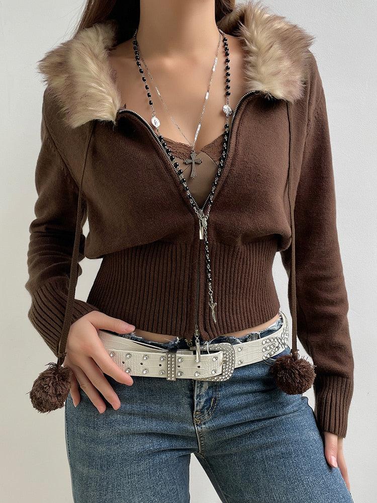 Stylish Work Outfits, Outfit Summer Ideas Cropped Design Zip-Up Cardigan