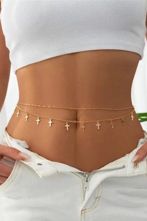 Stylish Work Outfits, Outfit Summer Ideas Cross Belly Chain