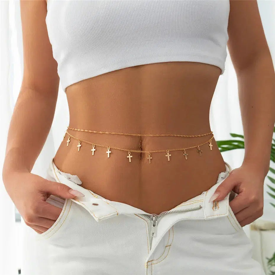 Stylish Work Outfits, Outfit Summer Ideas Cross Belly Chain