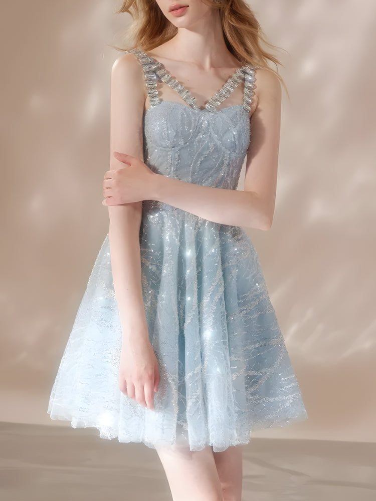 Stylish Work Outfits, Outfit Summer Ideas Crystal Strap Sequin Mini Dress Stylish Work Outfits, Outfit Summer Ideas Crystal Strap Sequin Mini Dress
