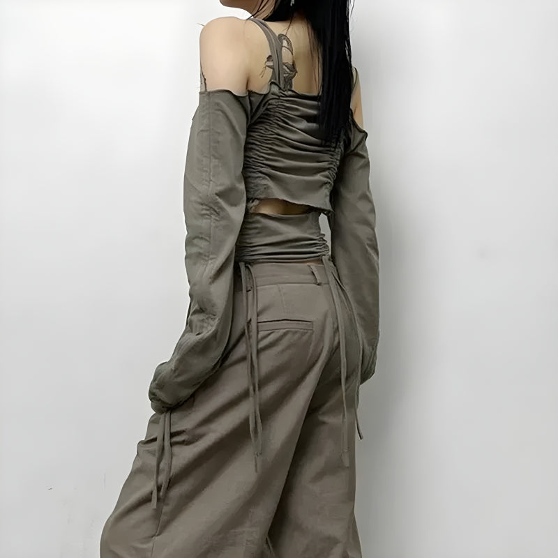 Stylish Work Outfits, Outfit Summer Ideas Cut-Out Ruched Long Sleeve Top Stylish Work Outfits, Outfit Summer Ideas Cut-Out Ruched Long Sleeve Top