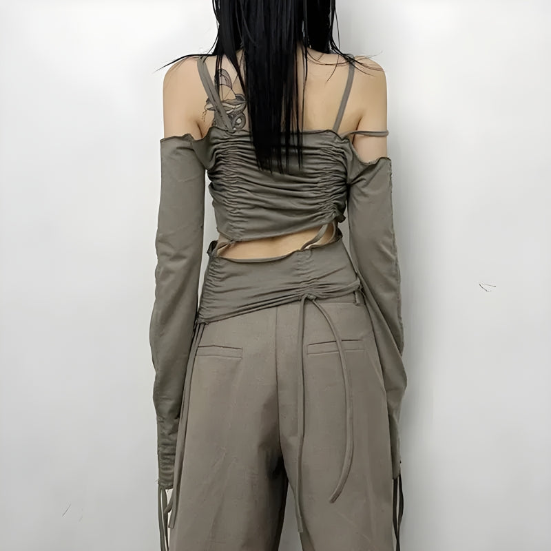 Stylish Work Outfits, Outfit Summer Ideas Cut-Out Ruched Long Sleeve Top Stylish Work Outfits, Outfit Summer Ideas Cut-Out Ruched Long Sleeve Top