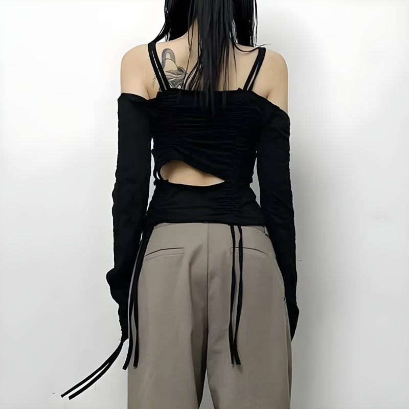 Stylish Work Outfits, Outfit Summer Ideas Cut-Out Ruched Long Sleeve Top Stylish Work Outfits, Outfit Summer Ideas Cut-Out Ruched Long Sleeve Top