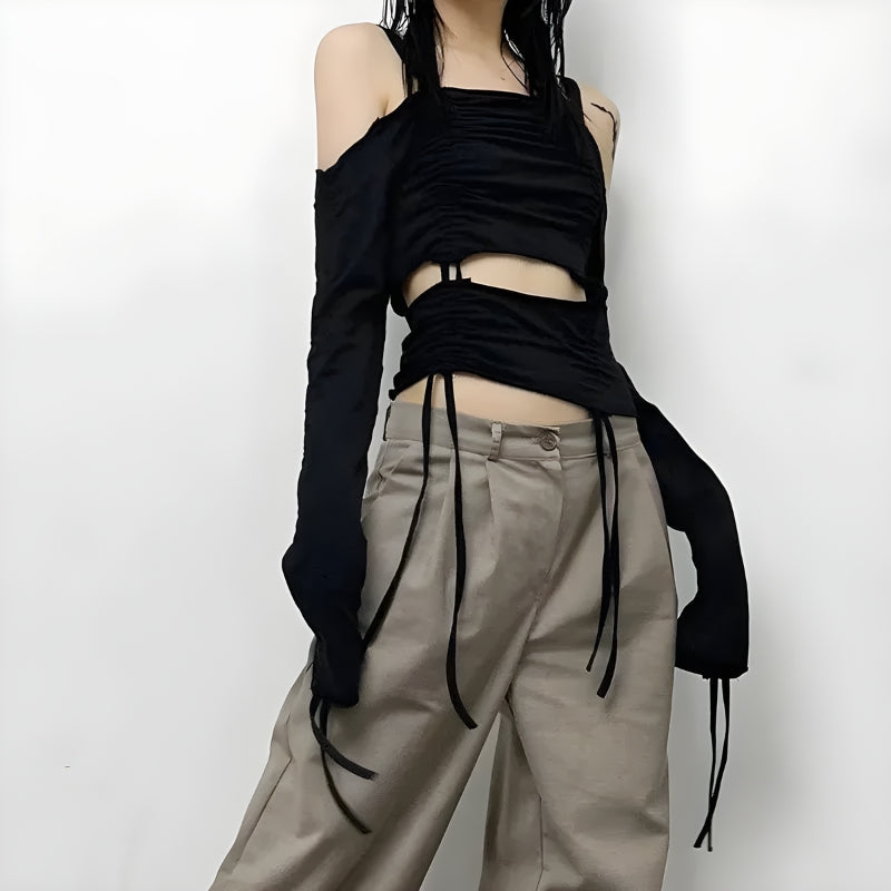 Stylish Work Outfits, Outfit Summer Ideas Cut-Out Ruched Long Sleeve Top Stylish Work Outfits, Outfit Summer Ideas Cut-Out Ruched Long Sleeve Top