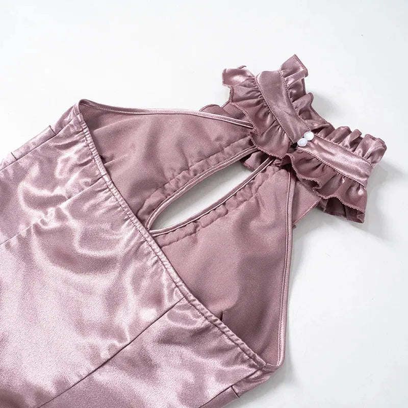 Stylish Work Outfits, Outfit Summer Ideas Cut Out Ruffled Halter Neck Top Stylish Work Outfits, Outfit Summer Ideas Cut Out Ruffled Halter Neck Top