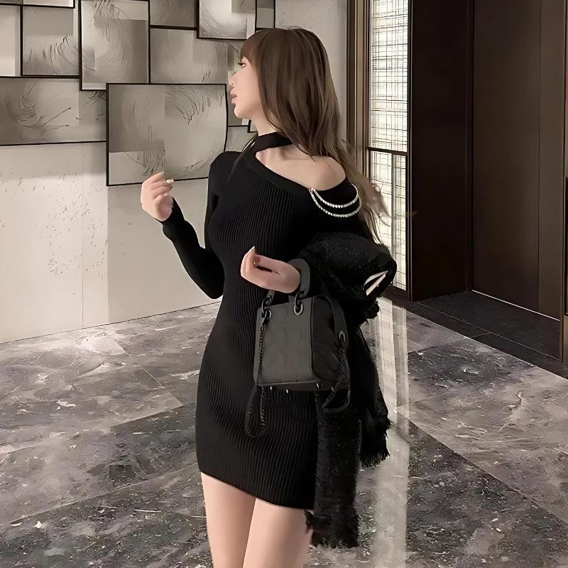 Stylish Work Outfits, Outfit Summer Ideas Cut Out Shoulder Rhinestone Mini Dress Stylish Work Outfits, Outfit Summer Ideas Cut Out Shoulder Rhinestone Mini Dress