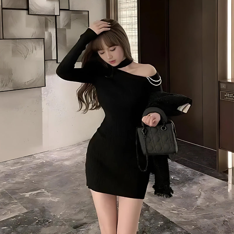 Stylish Work Outfits, Outfit Summer Ideas Cut Out Shoulder Rhinestone Mini Dress Stylish Work Outfits, Outfit Summer Ideas Cut Out Shoulder Rhinestone Mini Dress