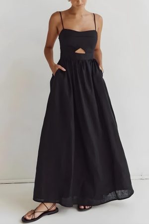 Stylish Work Outfits, Outfit Summer Ideas Cut Out Slit Maxi Dress