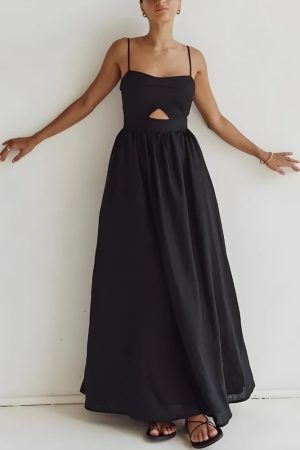 Stylish Work Outfits, Outfit Summer Ideas Cut Out Slit Maxi Dress