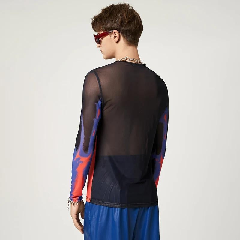 Stylish Work Outfits, Outfit Summer Ideas Cyberpunk Abstract Painting Mesh Top Stylish Work Outfits, Outfit Summer Ideas Cyberpunk Abstract Painting Mesh Top