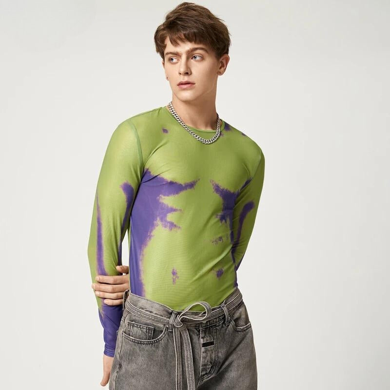Stylish Work Outfits, Outfit Summer Ideas Cyberpunk Abstract Painting Mesh Top Stylish Work Outfits, Outfit Summer Ideas Cyberpunk Abstract Painting Mesh Top