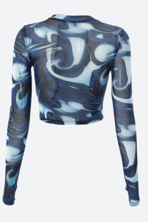 Stylish Work Outfits, Outfit Summer Ideas Cyberpunk Blue Aura Sheer Top