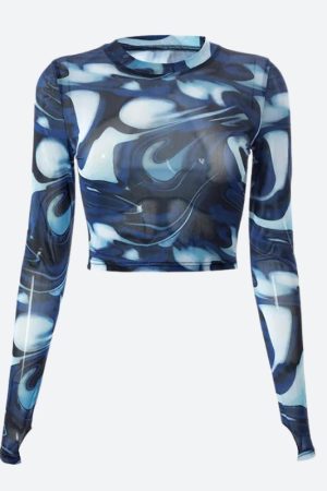 Stylish Work Outfits, Outfit Summer Ideas Cyberpunk Blue Aura Sheer Top