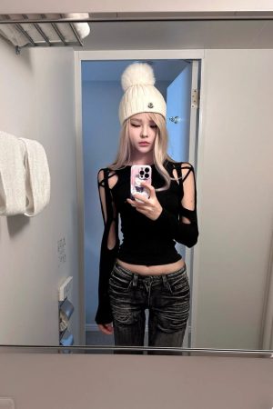 Stylish Work Outfits, Outfit Summer Ideas Cyberpunk Cut Out Top