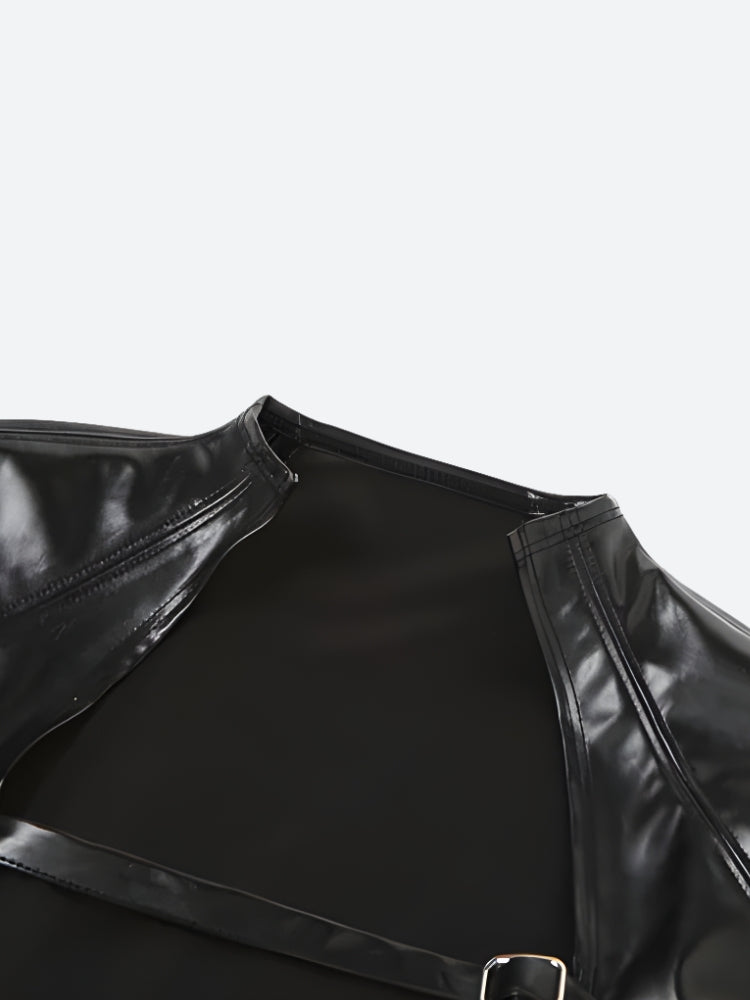 Stylish Work Outfits, Outfit Summer Ideas Cyberpunk Faux Leather Crop Jacket Stylish Work Outfits, Outfit Summer Ideas Cyberpunk Faux Leather Crop Jacket