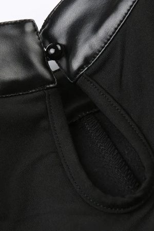 Stylish Work Outfits, Outfit Summer Ideas Cyberpunk Faux Leather Crop Top