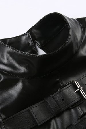 Stylish Work Outfits, Outfit Summer Ideas Cyberpunk Faux Leather Crop Top