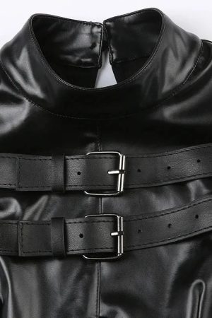 Stylish Work Outfits, Outfit Summer Ideas Cyberpunk Faux Leather Crop Top