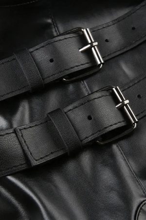 Stylish Work Outfits, Outfit Summer Ideas Cyberpunk Faux Leather Crop Top