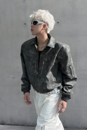 Stylish Work Outfits, Outfit Summer Ideas Cyberpunk Faux Leather Jacket