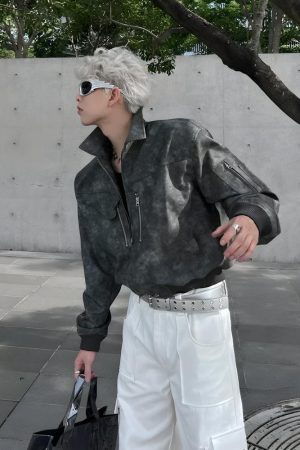 Stylish Work Outfits, Outfit Summer Ideas Cyberpunk Faux Leather Jacket
