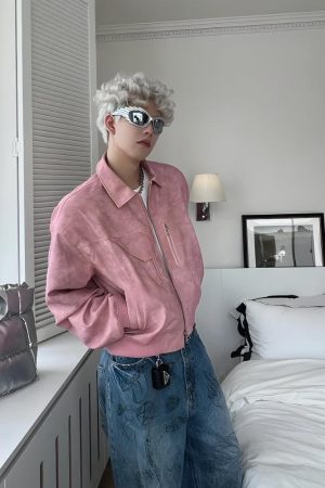 Stylish Work Outfits, Outfit Summer Ideas Cyberpunk Faux Leather Jacket