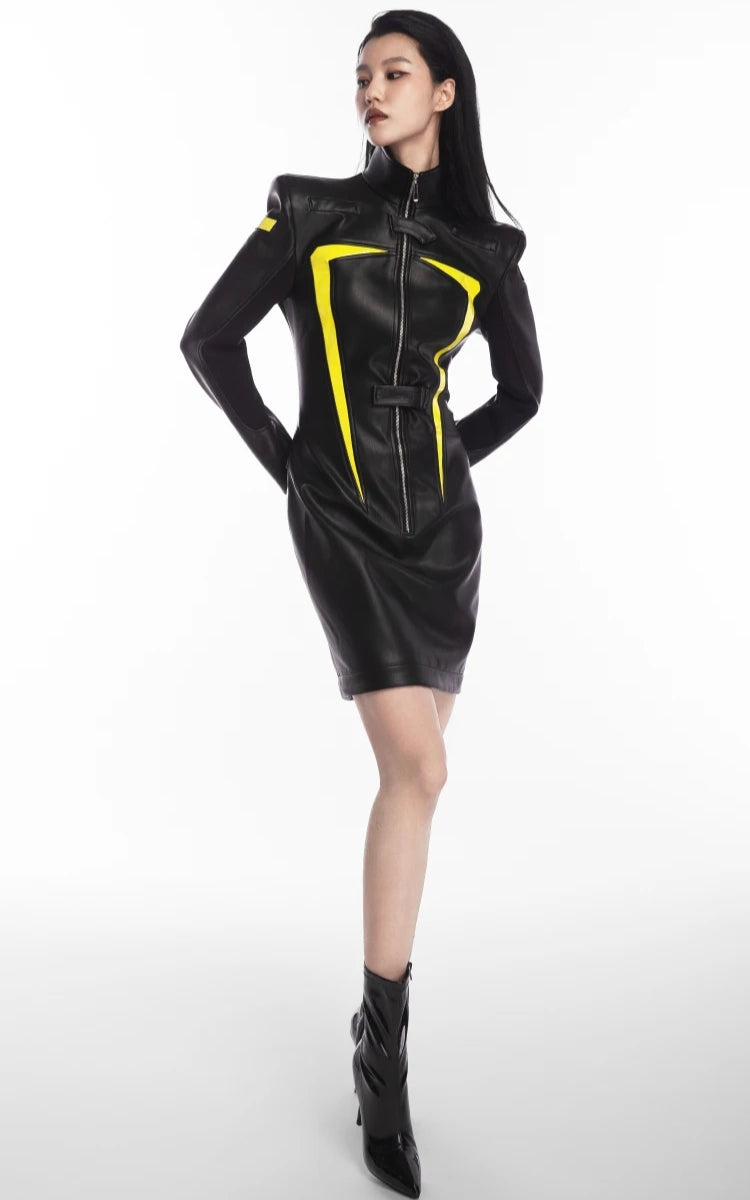 Stylish Work Outfits, Outfit Summer Ideas Cyberpunk Faux Leather Maxi Dress Stylish Work Outfits, Outfit Summer Ideas Cyberpunk Faux Leather Maxi Dress