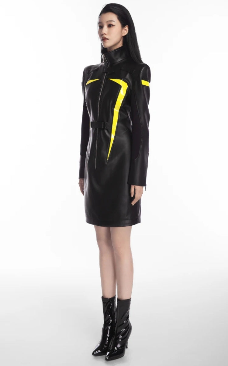 Stylish Work Outfits, Outfit Summer Ideas Cyberpunk Faux Leather Maxi Dress Stylish Work Outfits, Outfit Summer Ideas Cyberpunk Faux Leather Maxi Dress