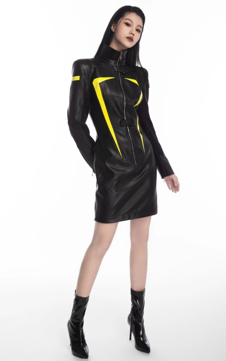 Stylish Work Outfits, Outfit Summer Ideas Cyberpunk Faux Leather Maxi Dress Stylish Work Outfits, Outfit Summer Ideas Cyberpunk Faux Leather Maxi Dress