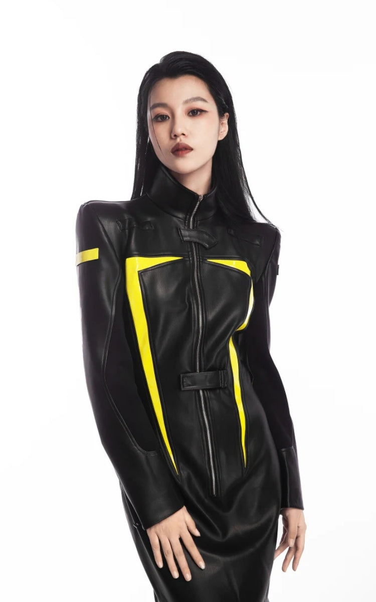 Stylish Work Outfits, Outfit Summer Ideas Cyberpunk Faux Leather Maxi Dress Stylish Work Outfits, Outfit Summer Ideas Cyberpunk Faux Leather Maxi Dress